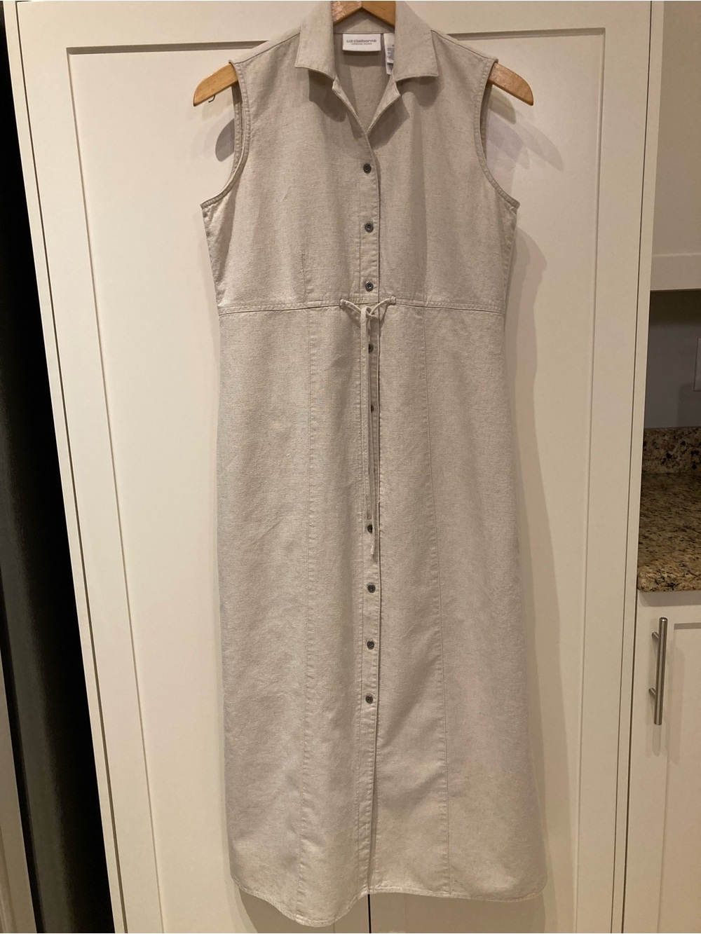 Liz Claiborne Neutral Beige Maxi Dress with Tie Waist